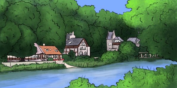 Fachwerkhäuser am Fluss, Spaziergang an der Bode